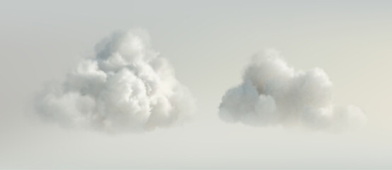 Realistic Clouds, Transparent Background. Outdoor Nature Sky. White Fluffy Clouds Set. Weather Cloudscape Design