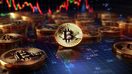 Bitcoin cryptocurrency gold coin.