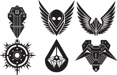 Set video game symbol. Hand drawn vector illustration