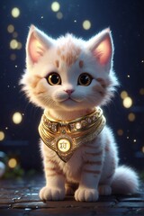 Cute Zodiac Kitten in Darkness - obrazy, fototapety, plakaty