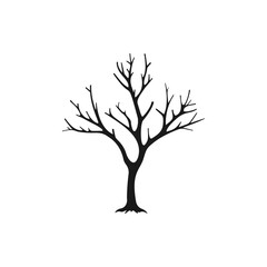 Dead tree. Leafless plant icon flat style isolated on white background. Vector illustration