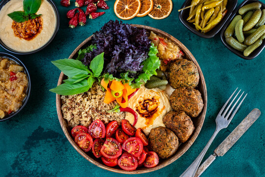 Falafel patties in the plate. These vegan meatballs are made with chickpeas.