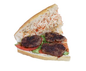 grilled meatballs, traditional Turkish dish meatballs in bread