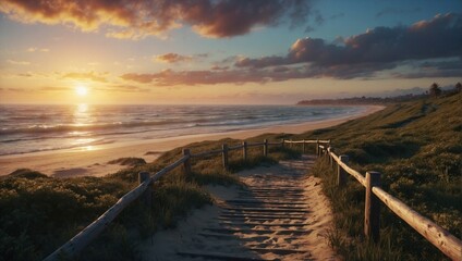 Path to the sunset beach