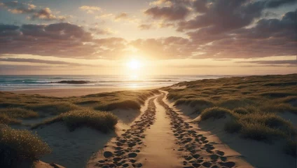 Selbstklebende Fototapeten Path to the sunset beach © alexx_60
