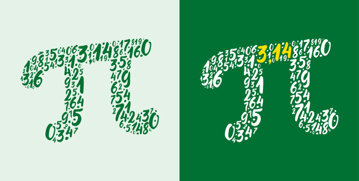 pi symbol with numbers. green pi symbol and numbers. pi number and pi symbol concept