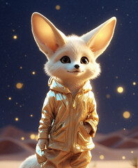 Cute fennec fox in the desert: Starry baby.