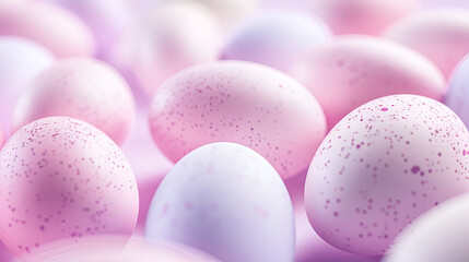Fototapeta na wymiar Close-up Easter background with pastel pink Easter eggs on a white background with copy spaces.