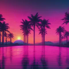 Wall murals Pink synthwave