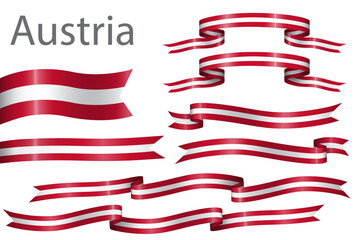 set of flag ribbon with colors of Austria for independence day celebration decoration
