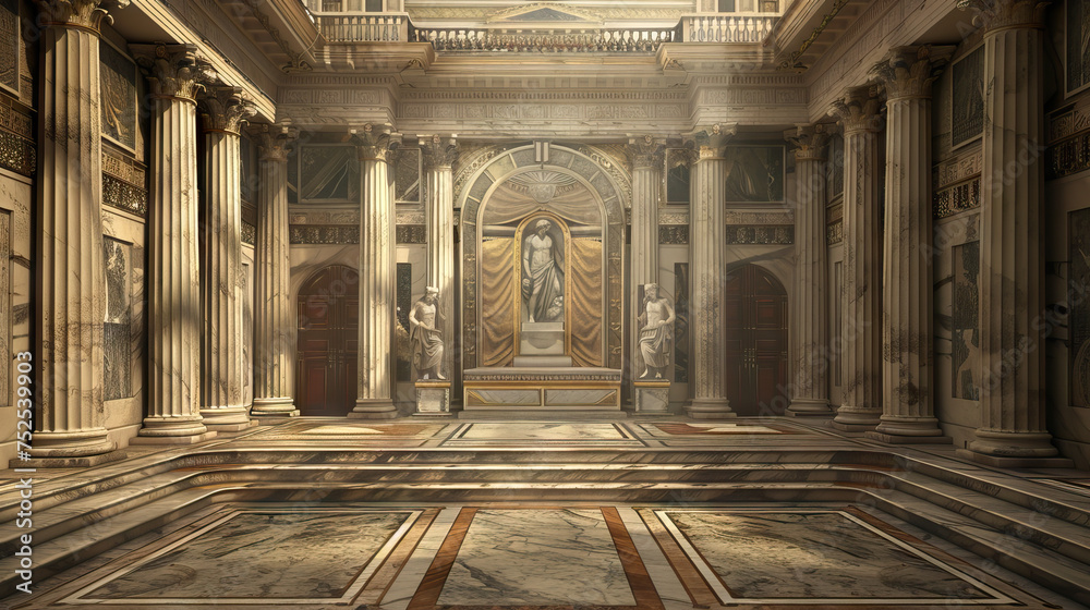 Wall mural grecian temple stage: ancient greece with this majestic stage, adorned with marble columns, ornate f