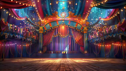 Carnival Extravaganza Stage: Carnival to life with this vibrant stage, complete with colorful banners, whimsical props, and dazzling lights. Fun and festive, it's perfect for lively performances and i