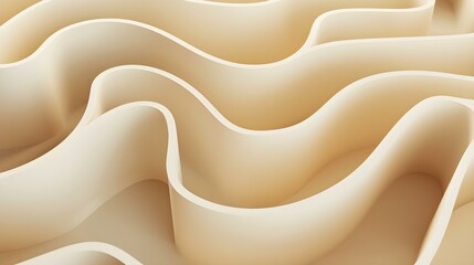 Abstract Background of a curved Maze in beige Colors. 3D Render