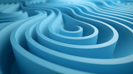 Fototapeta na wymiar Abstract Background of a curved Maze in blue Colors. 3D Render