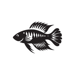 Fluid Grace: Vector Fish Silhouette - Capturing the Elegance and Fluidity of Nature's Aquatic Dwellers. Minimalist black fish illustration.