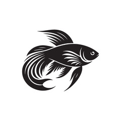 Fluid Grace: Vector Fish Silhouette - Capturing the Elegance and Fluidity of Nature's Aquatic Dwellers. Minimalist black fish illustration.