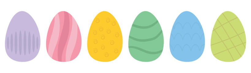 Set of Easter eggs. Stickers, icons in flat style