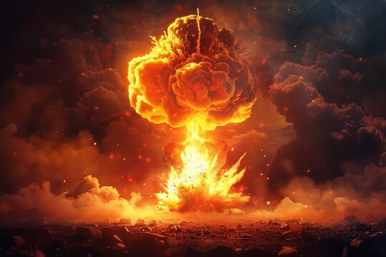 Nuclear explosion illustrations Showcasing the powerful force of atomic energy