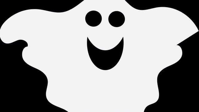 4k animation of cute ghost on a black background for halloween