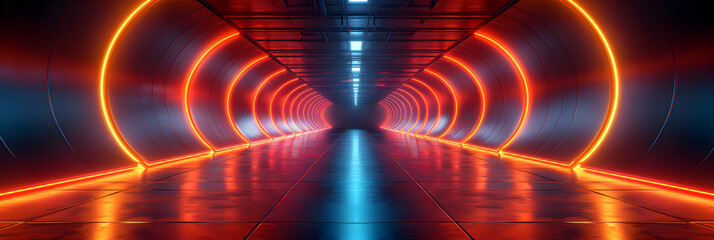 abstract background with glowing lines,
Futuristic Corridor with Glowing Neon Lights