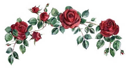four rose decorations in arched arrangement in classic coloured - obrazy, fototapety, plakaty