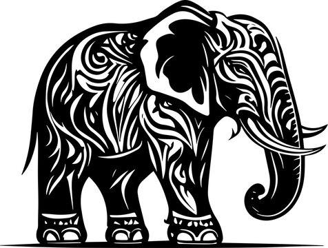 Illustration of elephant icon or silhouette isolated on white background