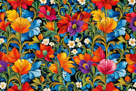 seamless pattern with flowers created with generative AI software