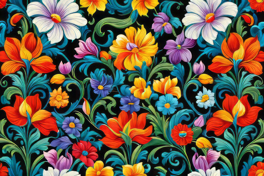 seamless pattern with flowers created with generative AI software