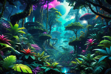 tropical world created with generative AI software