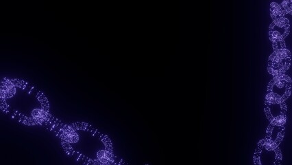 robuste Kette mit lila leuchtendem Netzwerk-Gittermuster, Verknüpfung, Daten, Datensicherheit,...