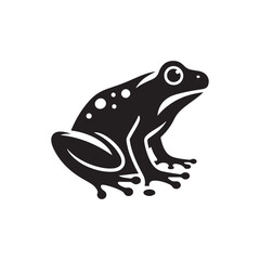 Leap of Nature: Vector Frog Silhouette - Capturing the Graceful Movement and Natural Beauty of Amphibious Life. Minimalist black frog illustration.
