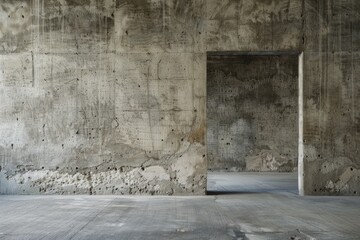Sparse Modern Concrete Room with Sunlight and Shadow Play