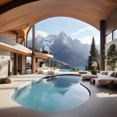 Beautiful house located with mountains and a swimming pool inside 