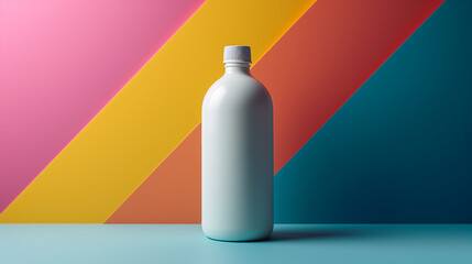 mockup of white plastic cans on a multicolored background