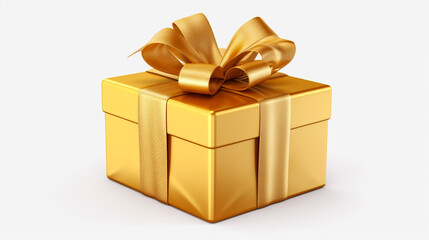 3d render of a gold gift box with bow