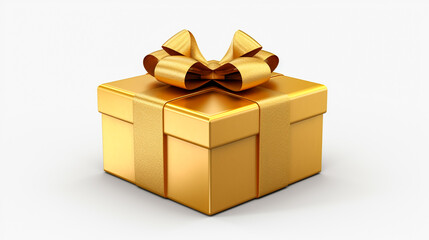 3d render of a gold gift box with bow