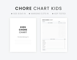 Chore Chart Printable for Kids | Editable Kids Daily Weekly Responsibility Chart | Kids Daily Routine Checklist Template