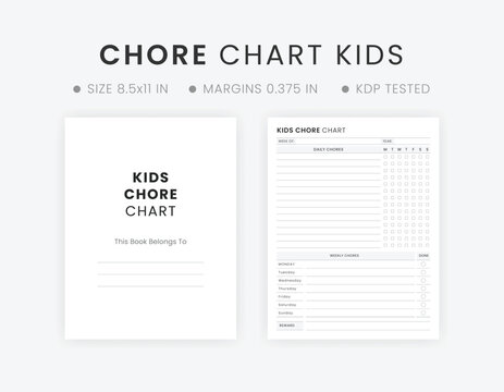 Chore Chart Printable for Kids | Editable Kids Daily Weekly Responsibility Chart | Kids Daily Routine Checklist Template