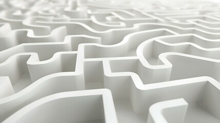 Abstract Background of a curved Maze in white Colors. 3D Render