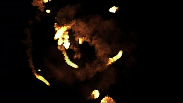 Wandering fireballs on black background