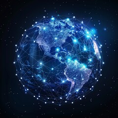 Digital world. global network and communications on Earth, data transmission and cyber technologies. generative ai - obrazy, fototapety, plakaty