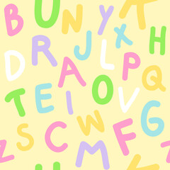 Letters, Seamless colorful pattern white background