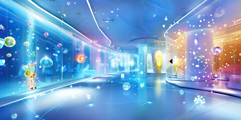 Financial Fortitude: An Array of Stock Market Graphs, Banking Institutions, and Investment Strategies. Frutiger Aero Aesthetic. Vivid.