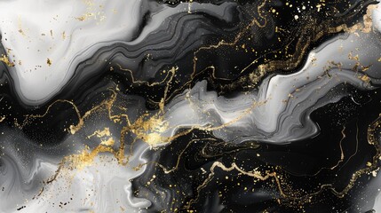 a painting featuring gold lines and iridescence, reminiscent of intricate black and white illustrations, with flowing lines and detailed skies. SEAMLESS PATTERN