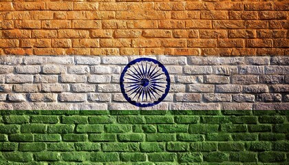 India flag bricks effect national emblem, country symbol