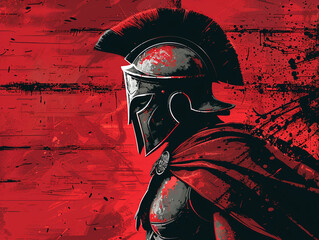 Spartan warrior on a red background