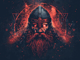 Viking warrior and magic runes