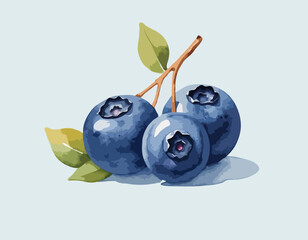 Watercolor Blueberries
