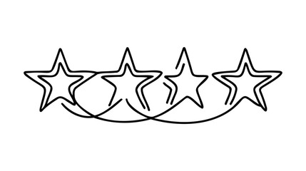 Hand draw doodle of four stars illustration in continuous line arts style vector