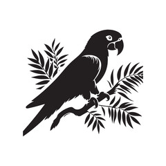Shadow Parrot: Black Vector Parrot Silhouette - Capturing the Elegance and Charm of Nature's Vivid Avian Companion. Minimalist parrot illustration, Parrot vector.